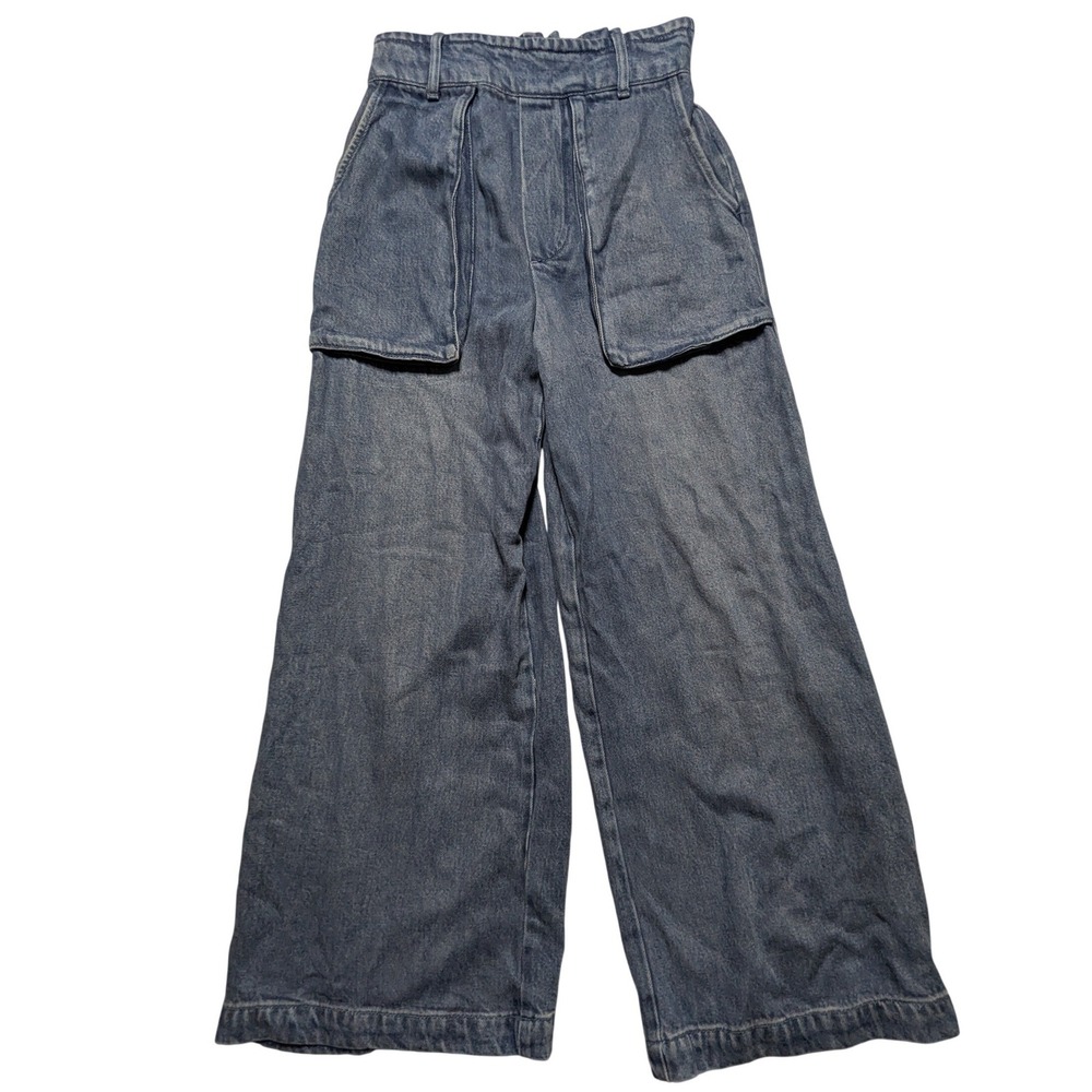 YFB Young Fabulous & Broke Wide Leg Paperbag Waist Pants Medium Wash XS Boho